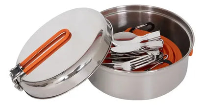 Set Accesorios Cocina Camping Inox 2 Personas Plateado