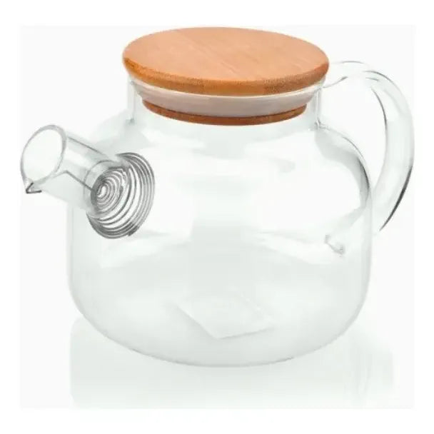 Tetera De Vidrio Transparente 1 Litro Caliente/frio Color Bl Blanco