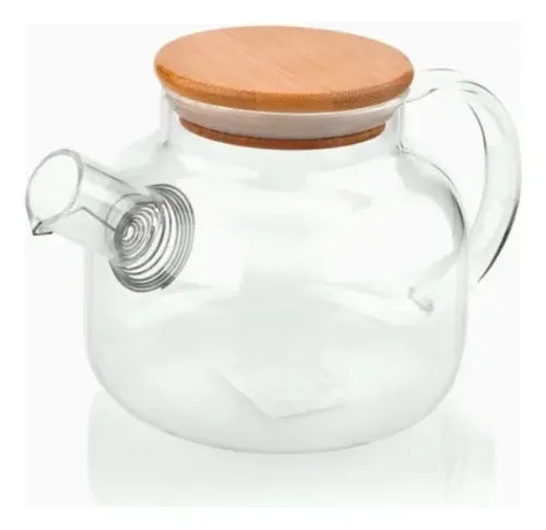 Tetera De Vidrio Transparente 1 Litro Caliente/frio Color Bl Blanco