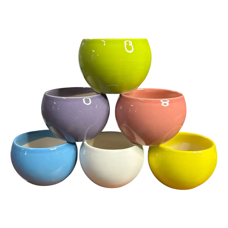 Pack 3 Maceteros Cerámica Para Suculentas 8cm Decorativos Vario