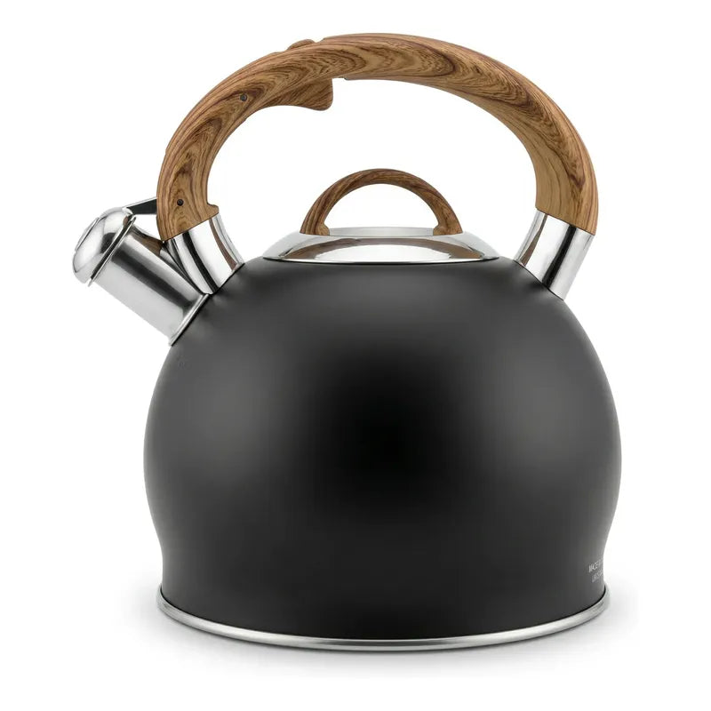 Tetera Acero Inoxidable Con Silbato 2,5lts Manilla De Madera Negro