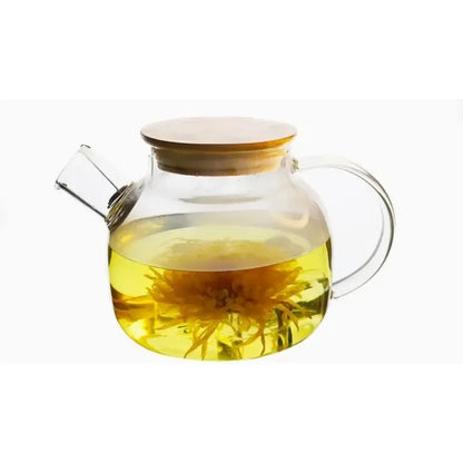 Tetera De Vidrio Transparente 1 Litro Caliente/frio Color Bl Blanco