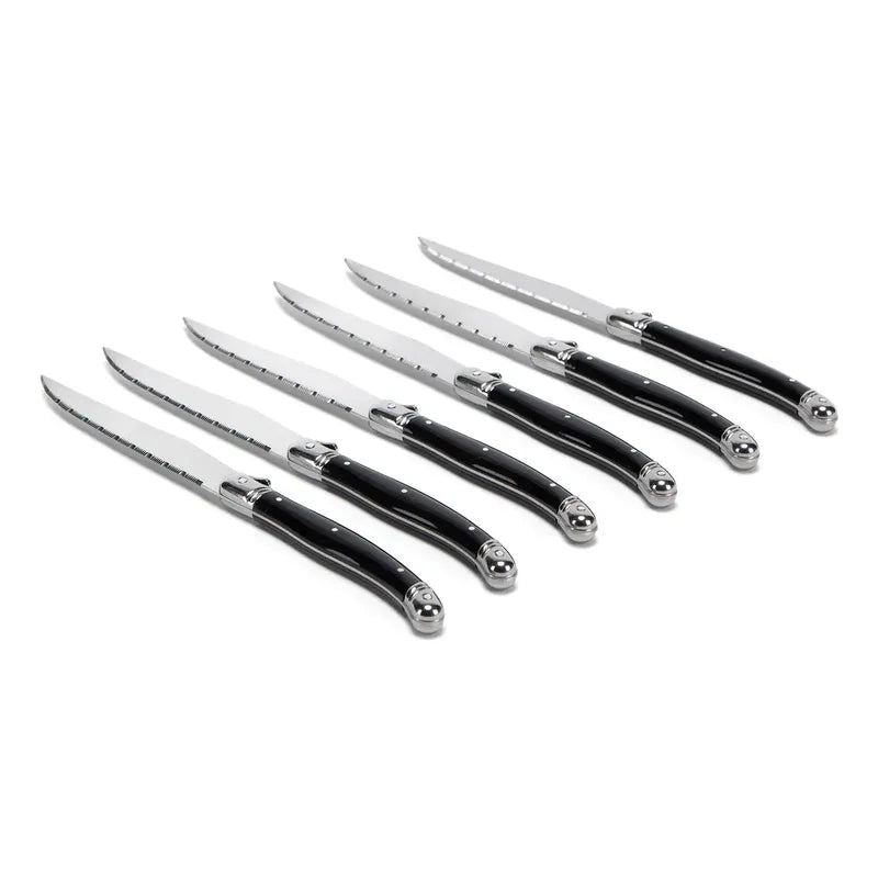 Set De 6 Cuchillos Carne Francia Negro Negro