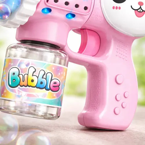 Pistola De Burbujas Para Niños Totalmente Automática Rosa Y Blanco