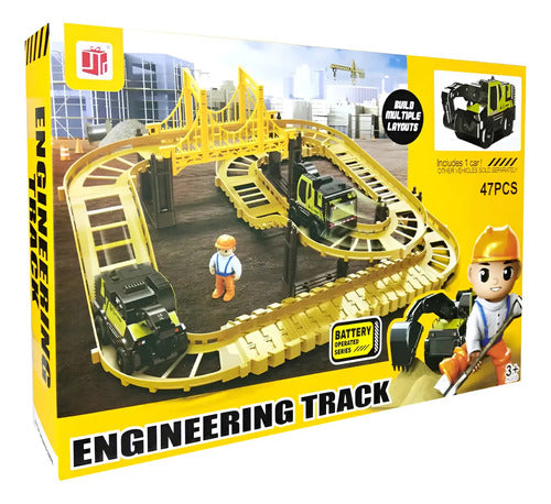 Pista Engineering Track 47pzas Con Puente + Carro De Constru