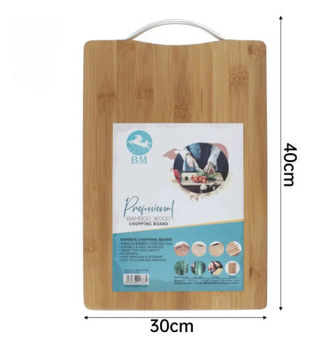 Tabla Bambú Rectangular 40x30 Cm Para Picar Lisa Bambú