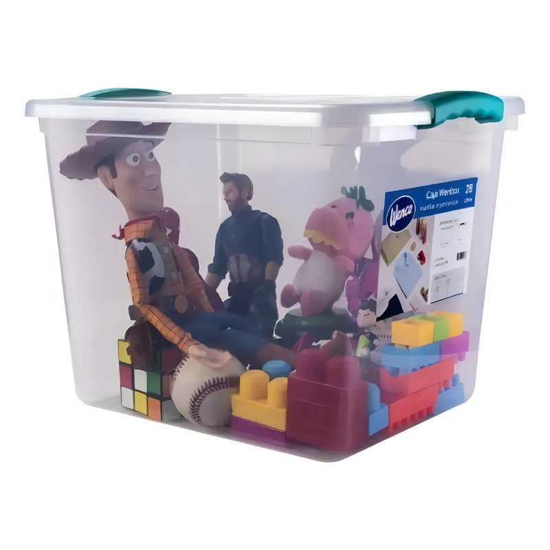 Caja Organizadora  28 Lts Caja Multiusos Transparente Transparente