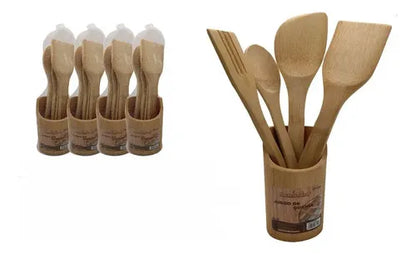 Juego De Utensilios Cocina Madera Resistente Madera