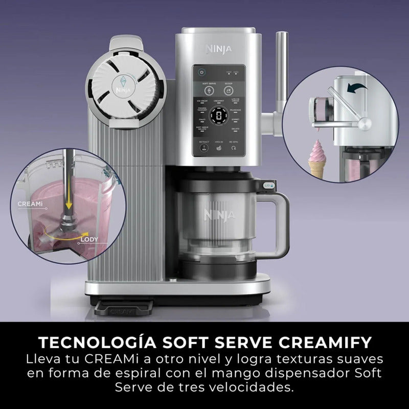 Máquina De Helado Swirl Ninja, Para Barquillos Gris 60