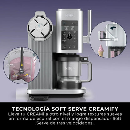 Máquina De Helado Swirl Ninja, Para Barquillos Gris 60