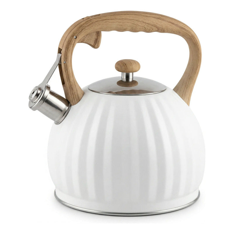 Tetera Acero Inoxidable Silbante 3 Litros Blanco Blanco