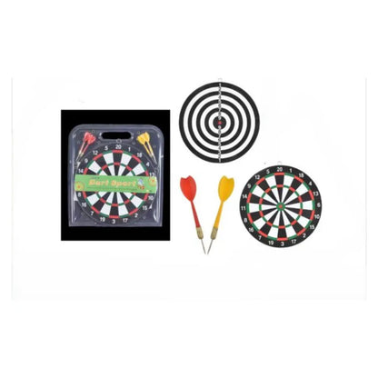 Tablero Tiro Al Blanco Reversible 41 Cm Con Dardos Negro Con Blanco