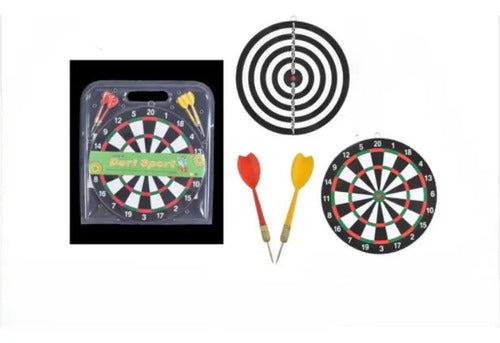 Tablero Tiro Al Blanco Reversible 41 Cm Con Dardos Negro Con Blanco