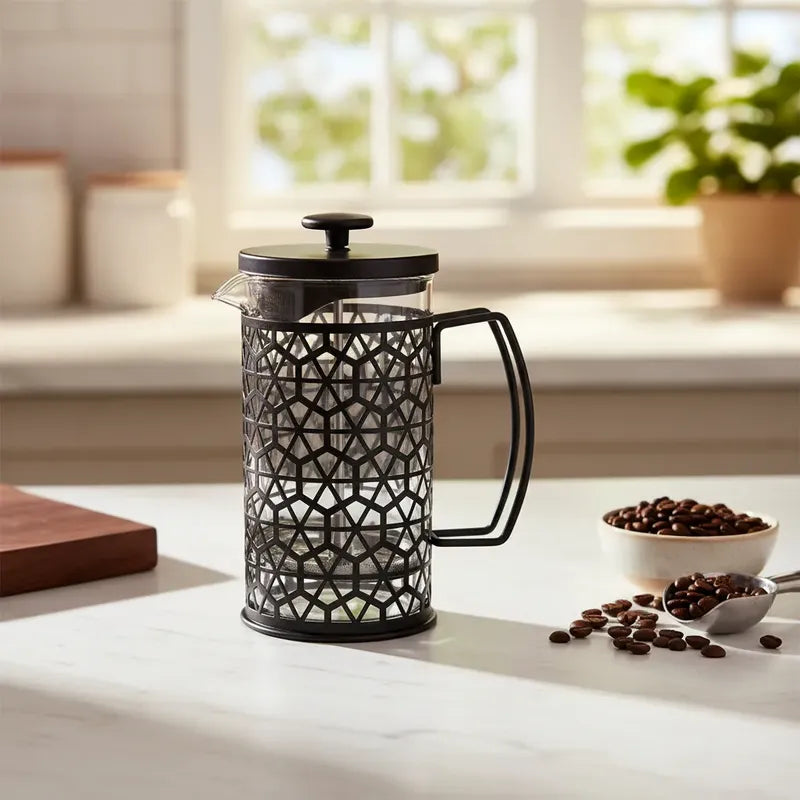 Cafetera Prensa Francesa 800ml Vidrio Acero Filtro Café Negro