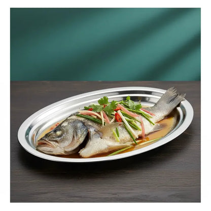 Pack 3 Bandejas Ovalada De Acero Plato Ensaladas Comida 35cm Acero Inoxidable