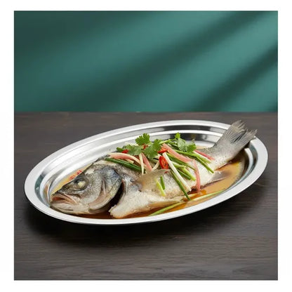 Pack 3 Bandejas Ovalada De Acero Plato Ensaladas Comida 35cm Acero Inoxidable