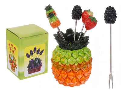 Porta Brochetas De Fruta Diseño Piña Naranja