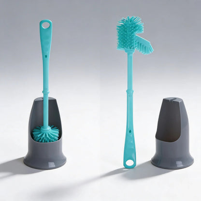 Cepillo De Baño Inodoro Con Soporte Limpieza Celeste