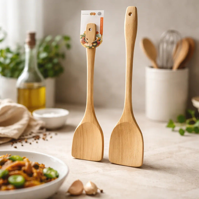 Paleta De Bambu 39cm Para Cocinar Utensilio Bambú