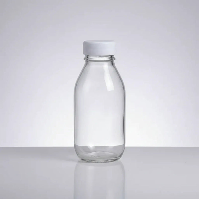 Pack 6 Frascos De Vidrio Para Jugos Con Tapa Plástica 300ml Vidrio