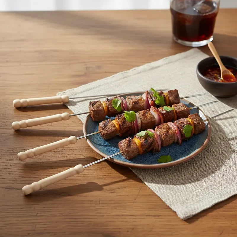 Set De 12  Brochetas Para Anticuchos Marrón Claro
