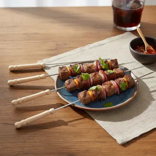 Set De 12  Brochetas Para Anticuchos Marrón Claro