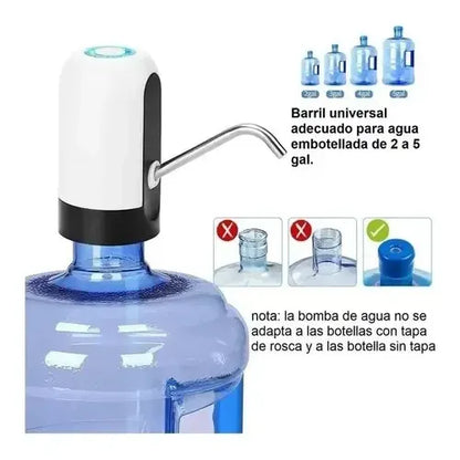 Dispenser De Agua Portatil Usb Bomba Dispensador Bidones Color Blanco