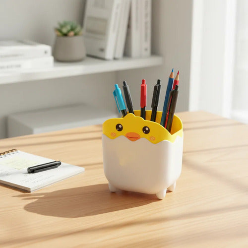 Pack 5 Porta Lapicero Para Escritorio Diseño Pollito 12cm