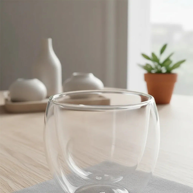 Pack 4 Tazas Doble Pared 80ml Transparente