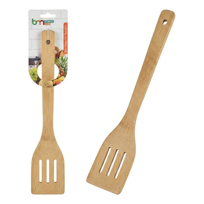 Espatula Ranurada Para Cocina De Bambú 30cm Madera Madera