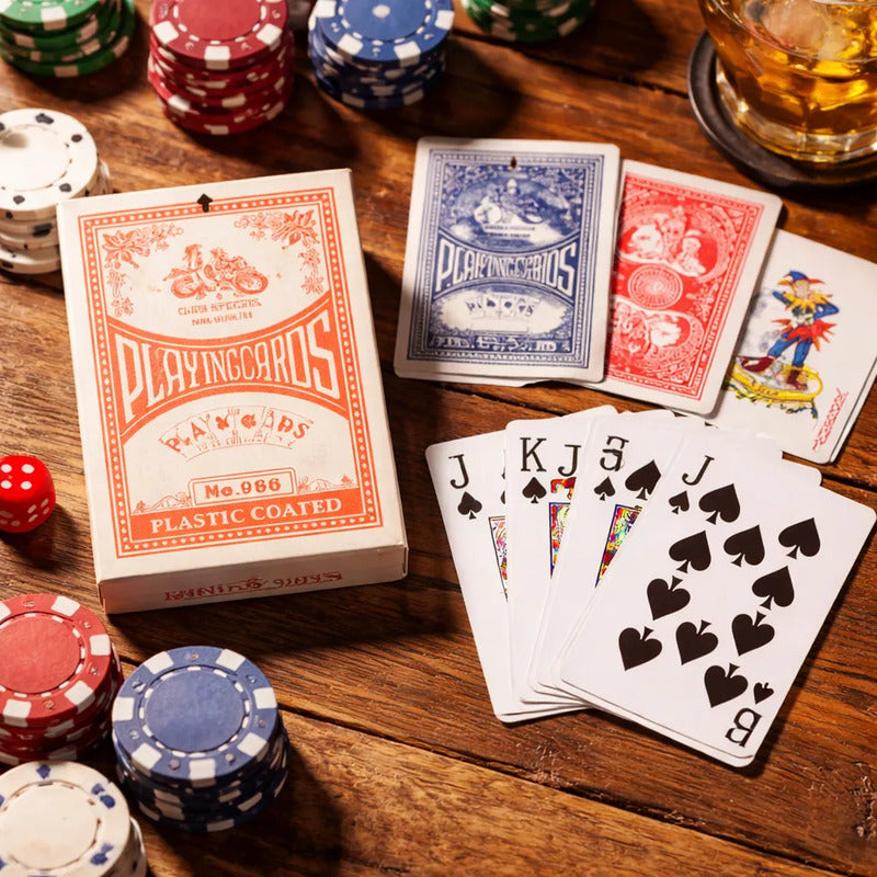 Baraja De Cartas De Poker Con Núcleo Gris 290g Blanco Varios