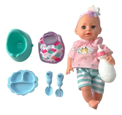 Muneca 36cm C/12 Sonidos Y Hace Pipi