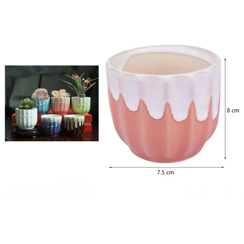 Pack 3 Maceteros Cerámica Para Suculentas 7cm Decorativos