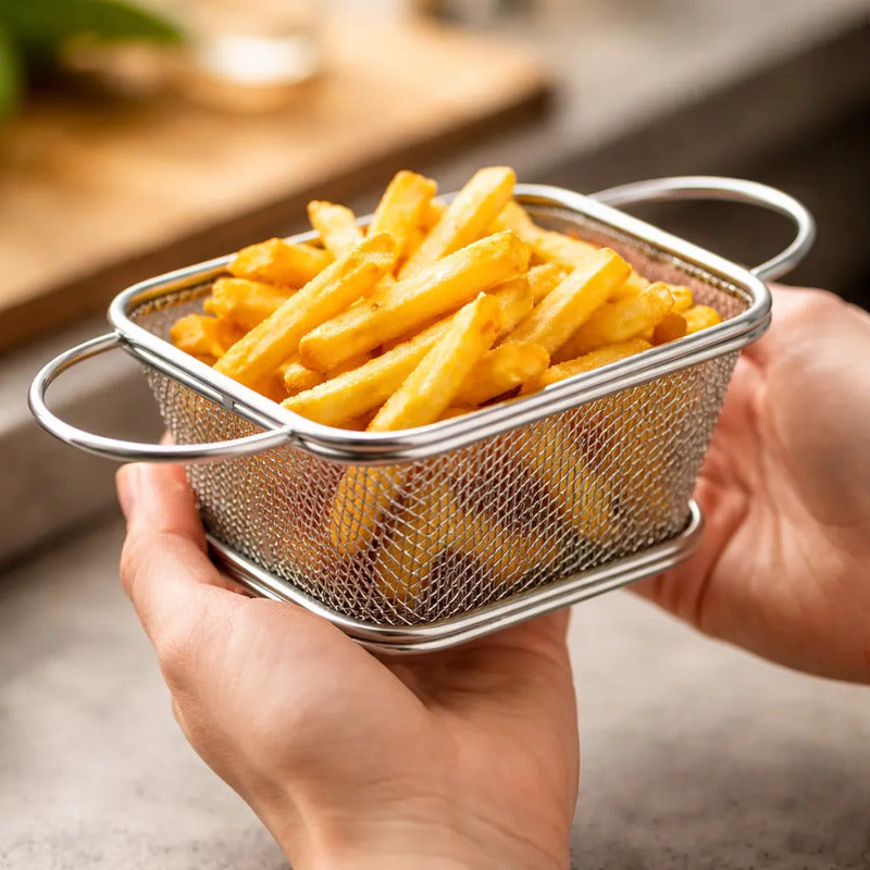 Canasto Canastillo Freidor Papas Fritas 11x13 Cm Cesta Metal