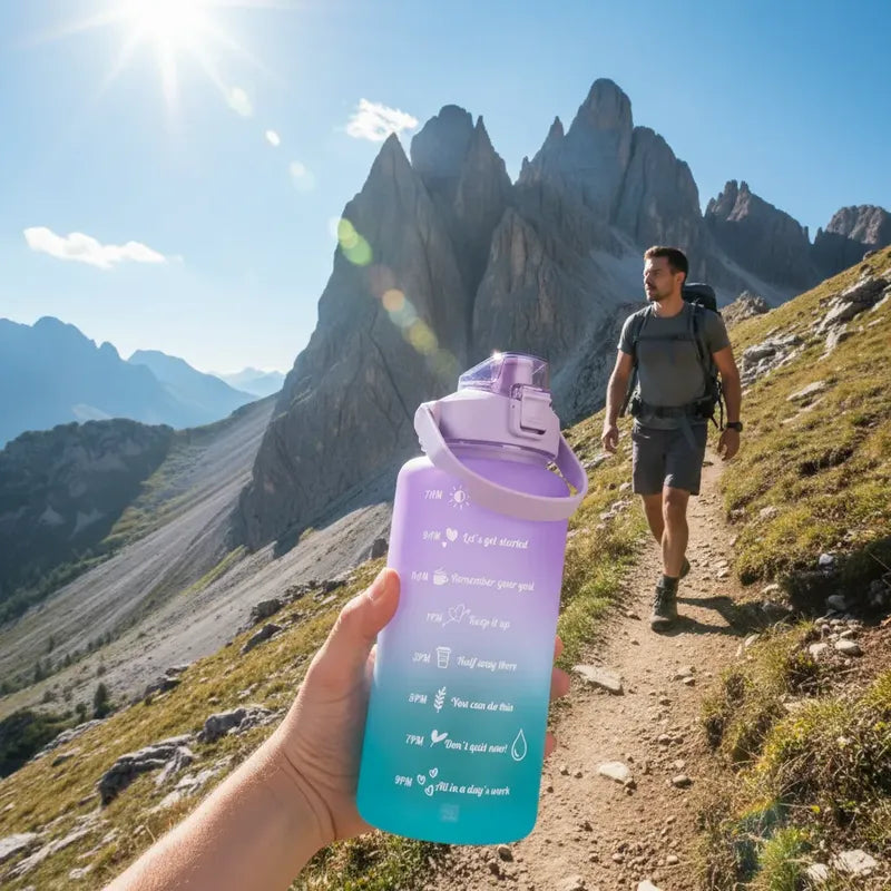 Botella Deportiva Motivacional 2l Para Hidratación Lila