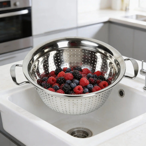 Colador Acero Inoxidable 26cm Verduras Fideos Cocina Acero Inoxidable