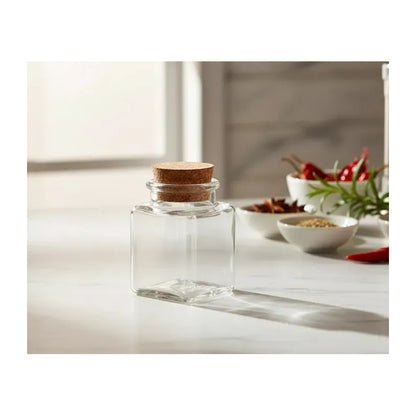 Pack 12 Frascos De Vidrio 50ml Cuadrado Con Tapa De Corcho Transparente