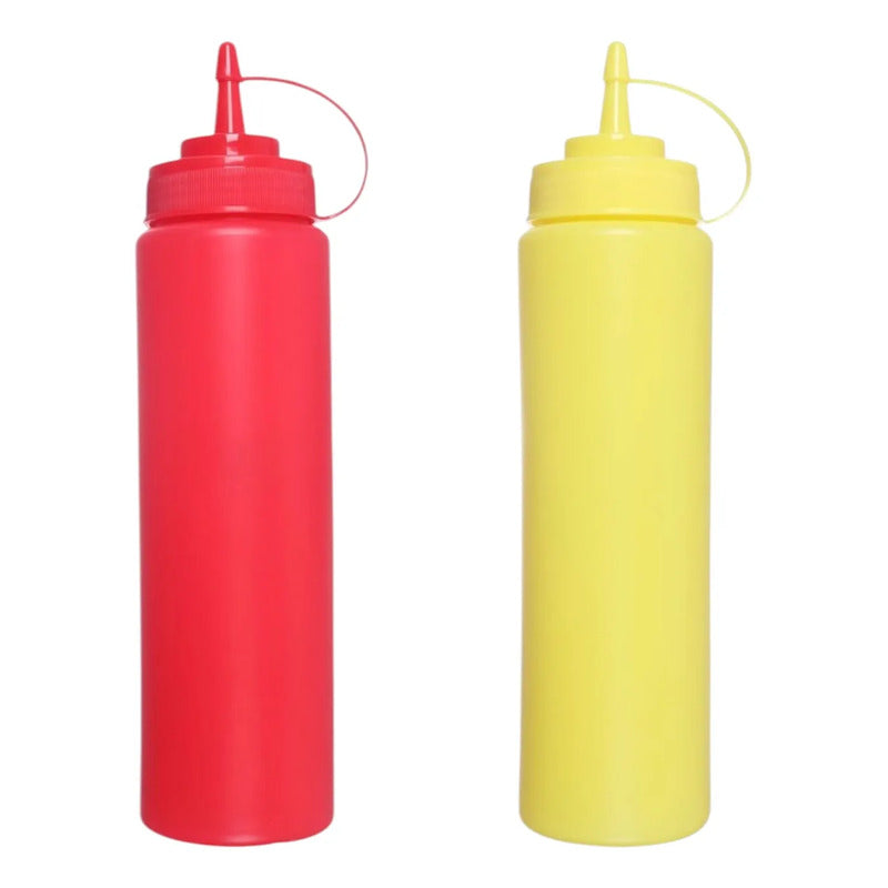 Pack 2 Dispensador Salsas Kétchup Mayonesa Ají 450ml Rojo-amarillo