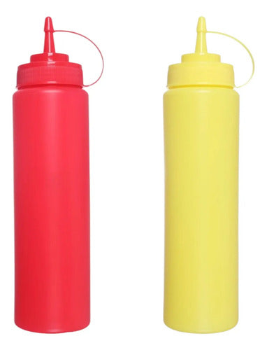 Pack 2 Dispensador Salsas Kétchup Mayonesa Ají 450ml Rojo-amarillo