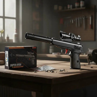 Pistola Con Silenciador , Balines De Agua Negro