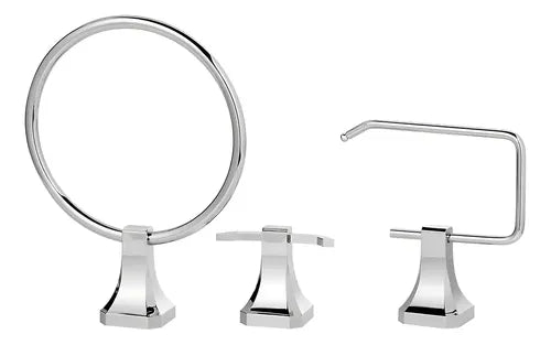 Kit De 3 Accesorios Para Baño Sensi D Acqua Roma Plateado