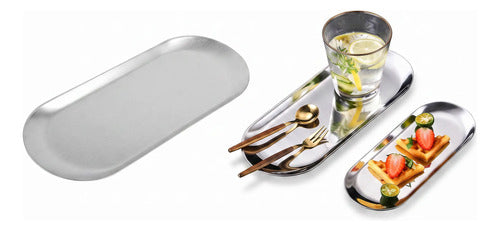 Pack 2 Bandeja Ovalada Acero 26cm Acero Inoxidable