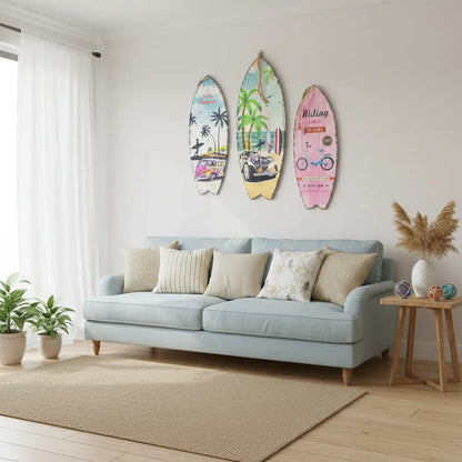 Pack 3cuadro Tabla Surf Decorativa Vertical 15x40cm Varios