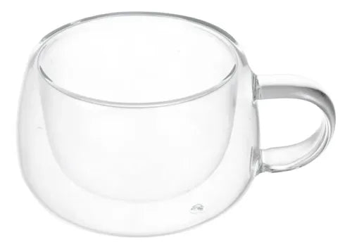 Pack 4 Taza De Vidrio Doble Pared Redondeada 150 Ml Vidrio