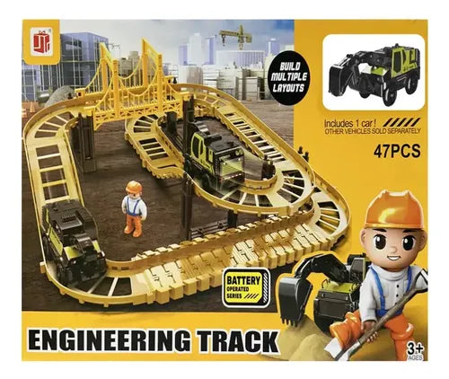 Pista Engineering Track 47pzas Con Puente + Carro De Constru