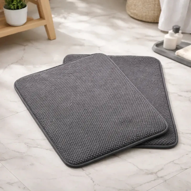 Set De Pisos Para Baño Espuma 2 Piezas Gris Gris