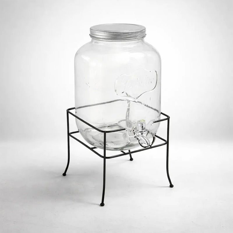 Dispensadores De Vidrio Para Bebidas Y Jugos Con Atril 5lts Vidrio