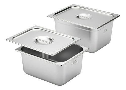 Pack 2 Bandeja Deposito Gastronomico Acero Inoxidable Plateado