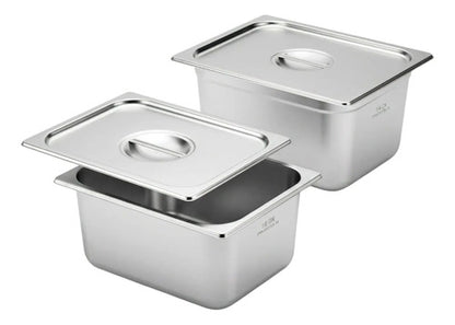 Pack 2 Bandeja Deposito Gastronomico Acero Inoxidable Plateado