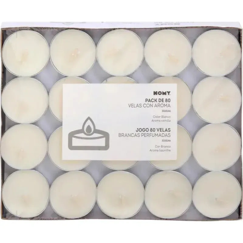 Set De Velas Tealight Vainilla 80 Unidades Blanco Redonda Cera Vainilla